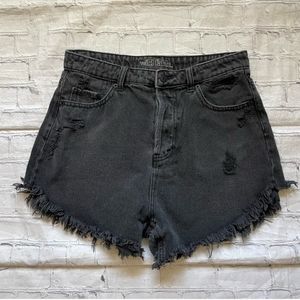 Wild Fable Black Denim Frayed Hem High Rise Shorts